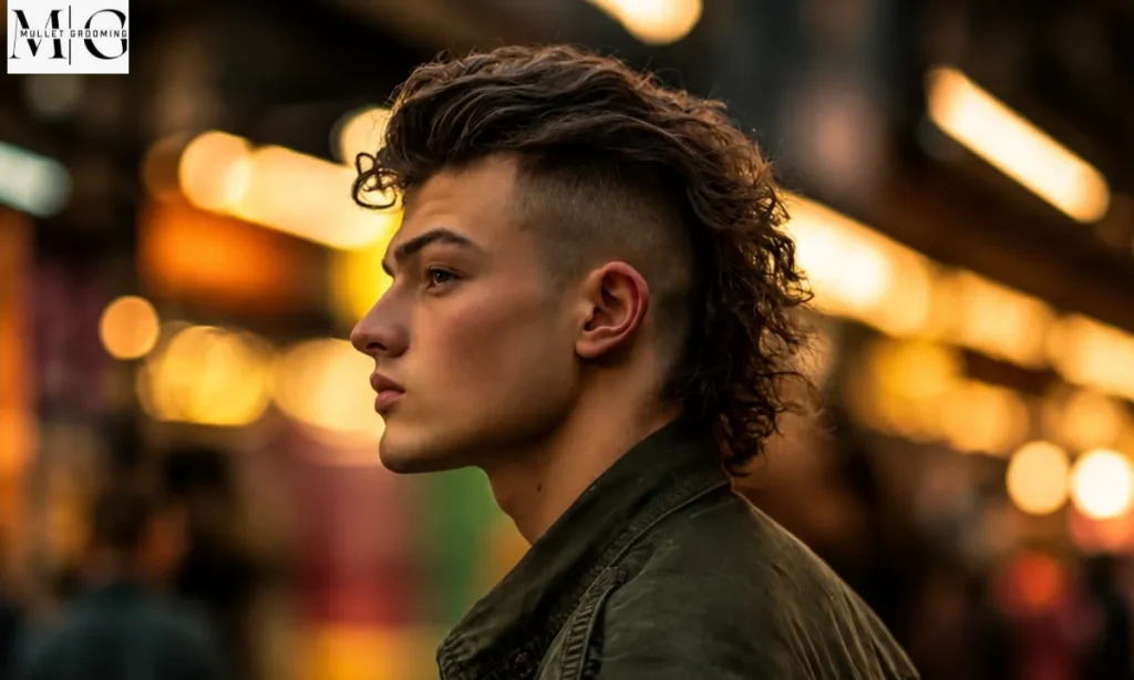 Mohawk mullet with a central strip and long back